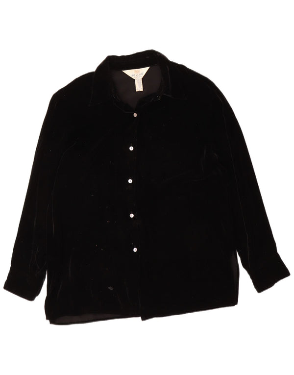 Art Of Silk Womens Tie Rack Velvet Shirt Blouse UK 14 Medium Black