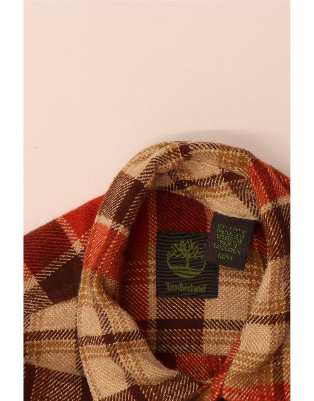 Timberland Mens Flannel Shirt Medium Beige Check Cotton