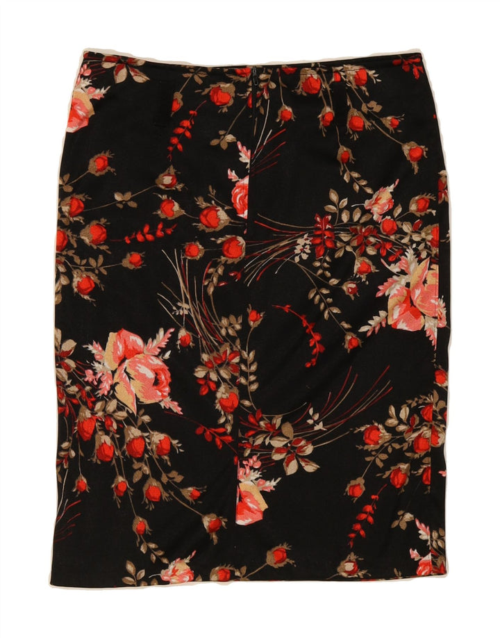 VINTAGE Womens Straight Skirt Medium W30  Black Floral Polyester Vintage Vintage and Second-Hand Vintage from Messina Hembry 