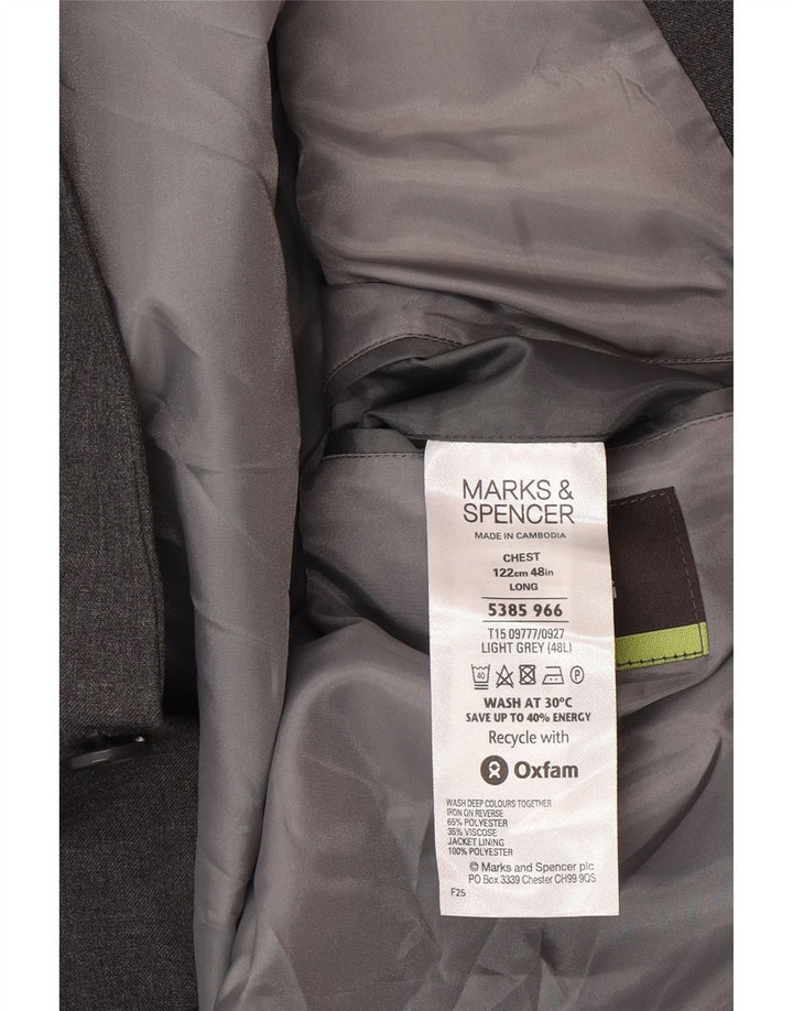 Marks & Spencer Veste blazer à 2 boutons pour homme UK 48 2XL Gris Polyester