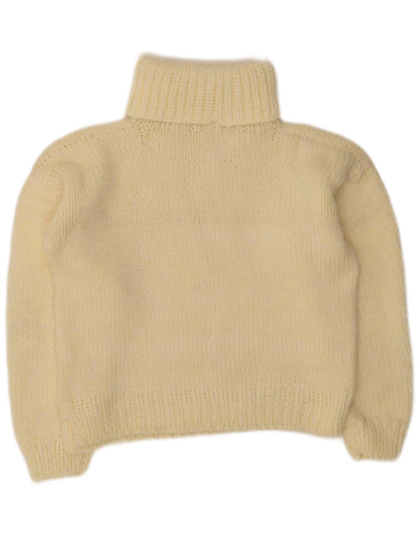 Sweter damski w stylu vintage z wywijanym dekoltem UK 14, średni żółty