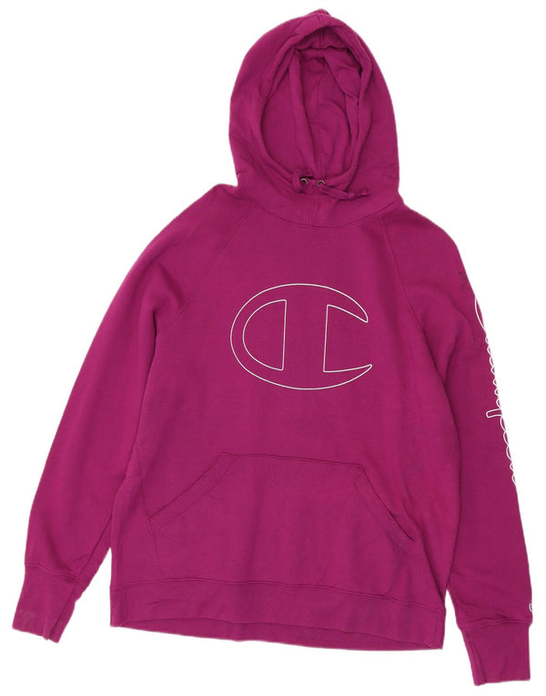 Champion Womens Graphic Hoodie Pullover UK 18 XL Lila Polyester