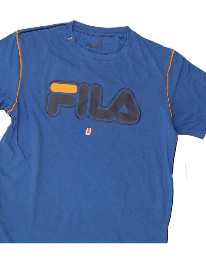 FILA Mens Graphic T-Shirt Top Small Blue Cotton Vintage Fila and Second-Hand Fila from Messina Hembry 