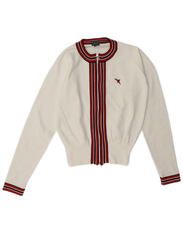 Chervo Cardigan court à fermeture éclair pour femme IT 46 Grand colorblock blanc