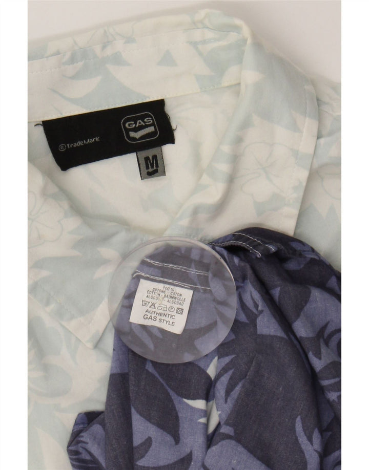 GAS Mens Short Sleeve Shirt Medium Blue Floral Cotton Vintage Gas and Second-Hand Gas from Messina Hembry 