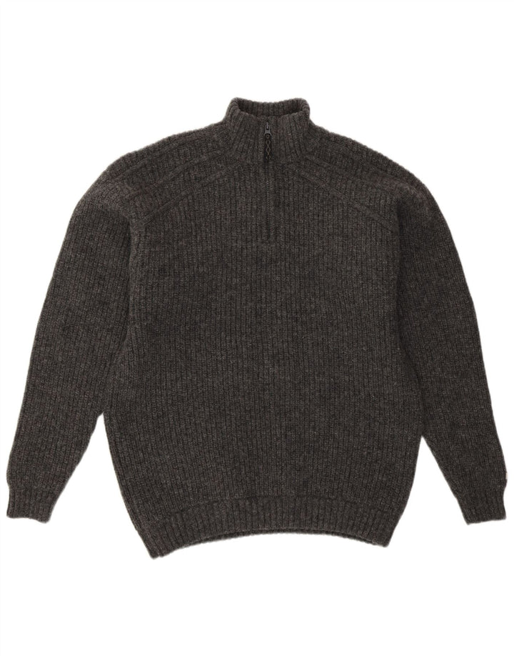 Columbia Mens Zip Neck Jumper Sweater Medium Grey Wool