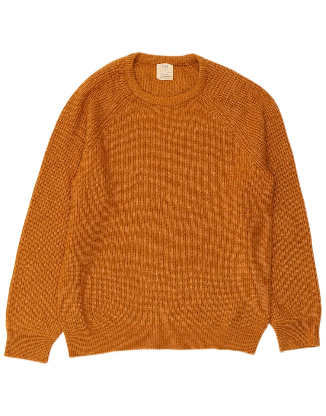 Marks & Spencer Mens Crew Neck Jumper Sweater Large Brown Polyamide