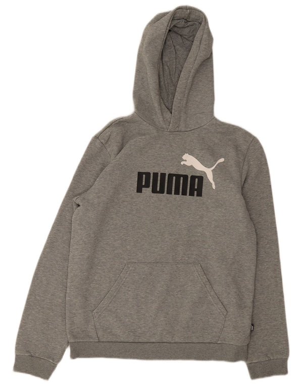 Puma Boys Graphic Hoodie Jumper 15-16 Years Grey Cotton