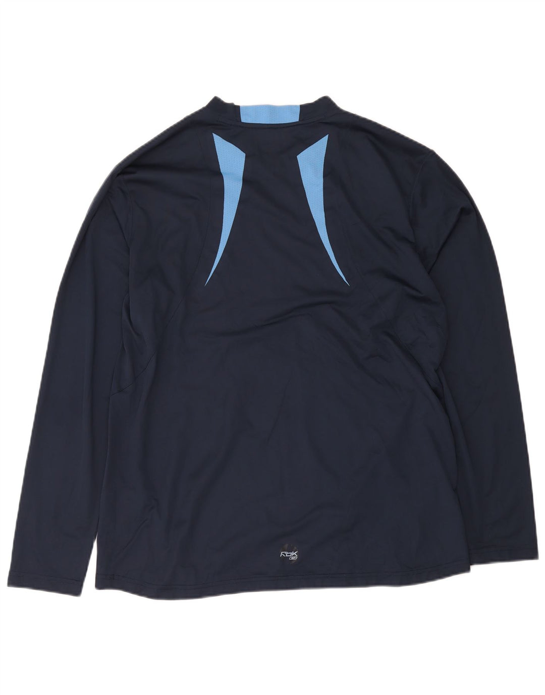 Reebok Mens Top Manga Longa XL Azul Marinho Colorblock Poliéster