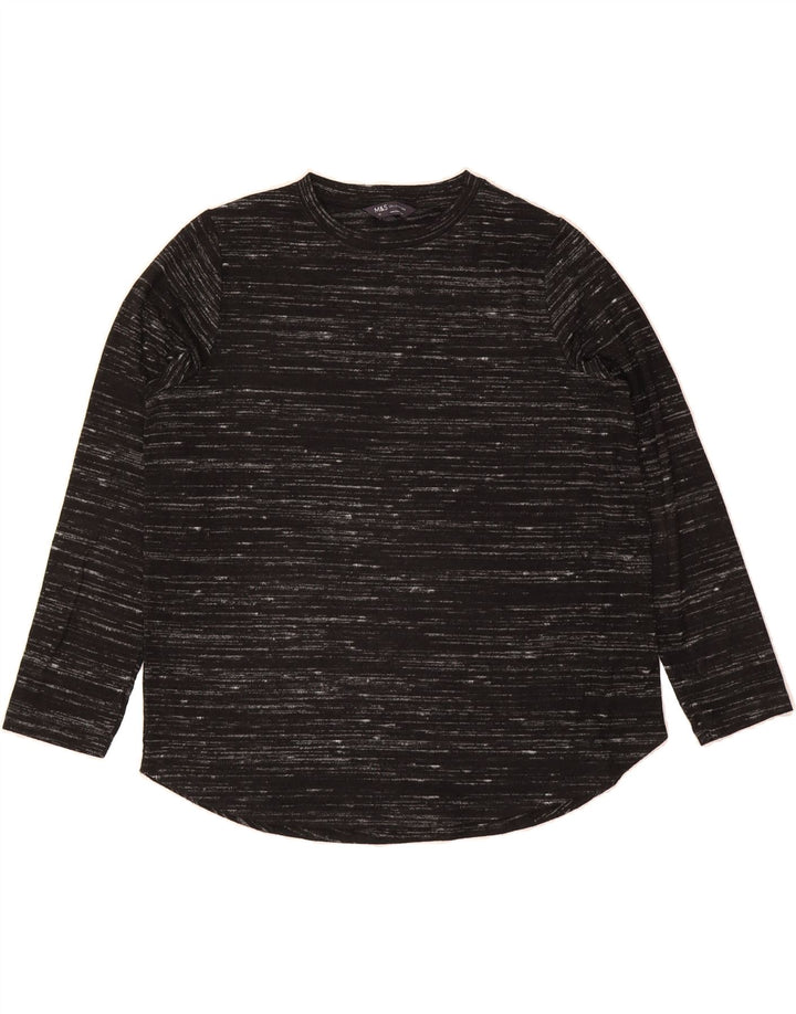 MARKS & SPENCER Womens Top Long Sleeve UK 18 XL Black Flecked Polyester Vintage Marks & Spencer and Second-Hand Marks & Spencer from Messina Hembry 