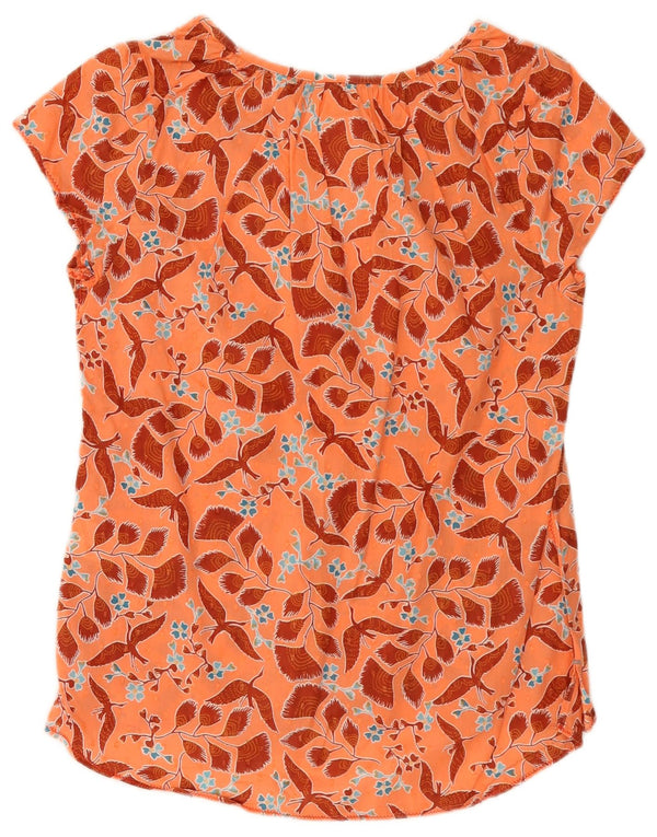 White Stuff Dame Bluse Top UK 8 Small Orange Floral Bomuld