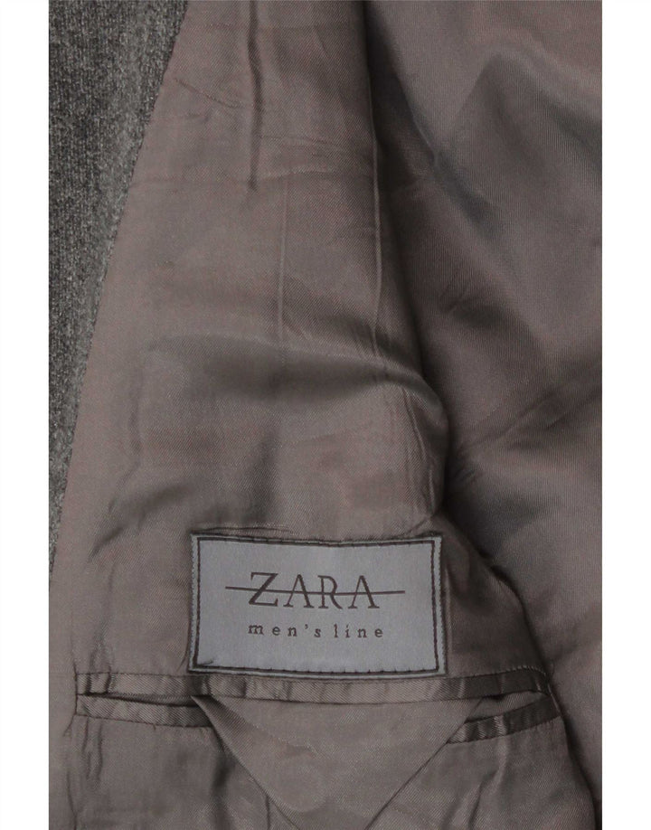 Giacca blazer con cappuccio a 4 bottoni Zara da uomo UK 38 in lana grigio medio