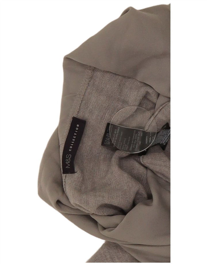 Marks & Spencer Damen Top Langarm UK 14 Mittelgrau geflecktes Acryl