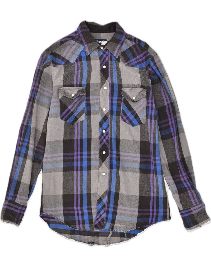 WRANGLER Mens Shirt Size 16 1/2 Large Grey Check Cotton Vintage Wrangler and Second-Hand Wrangler from Messina Hembry 