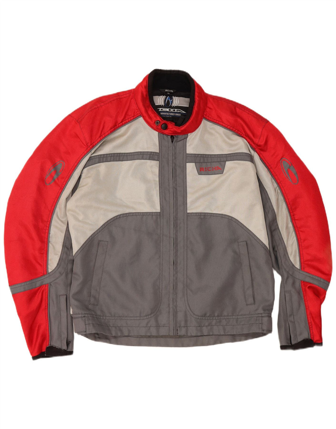 RICHA Mens Graphic Racer Jacket UK 42 XL Grey Colourblock Polyester