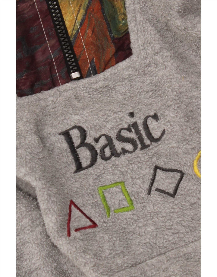 Basic Homme Pull Polaire Col Zippé Grand Gris Géométrique Polyester