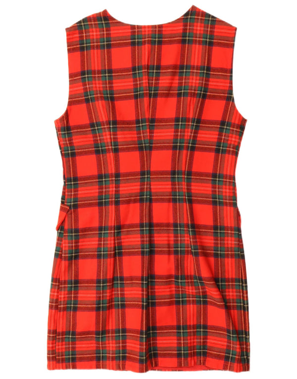 robe fourreau sans manches femme vintage UK 14 Medium Red Check