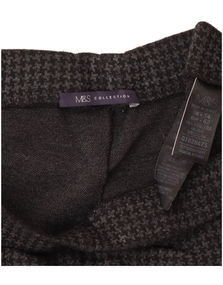 Marks & Spencer Womens Trousers UK 14 Large W32 L27 Grey Houndstooth