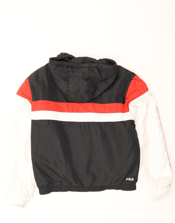 Fila Mens Hooded Bomber Jacket UK 38 Medium Black Colourblock Polyester