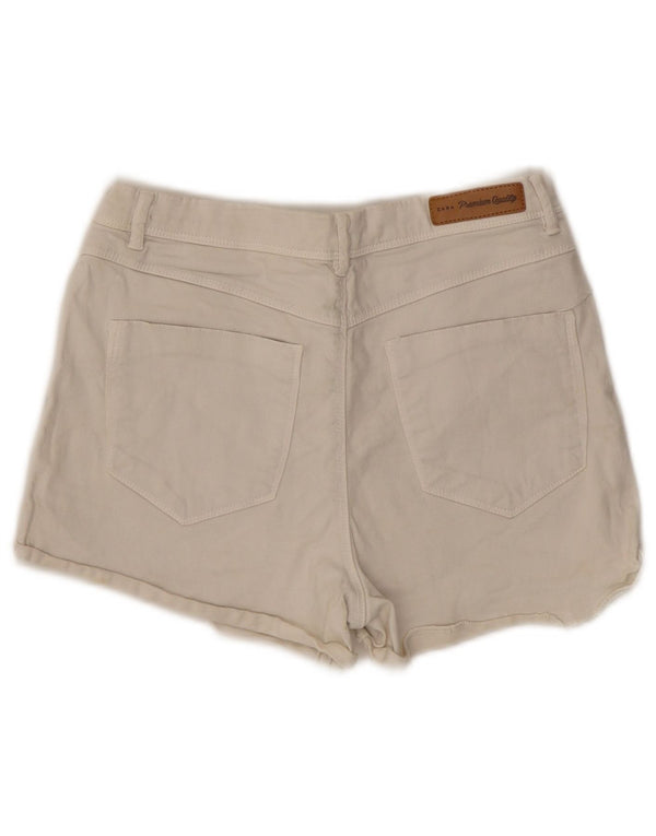 Zara Mujer Trafaluc Pantalones Cortos De Mezclilla EU 38 Small W28 Blanco