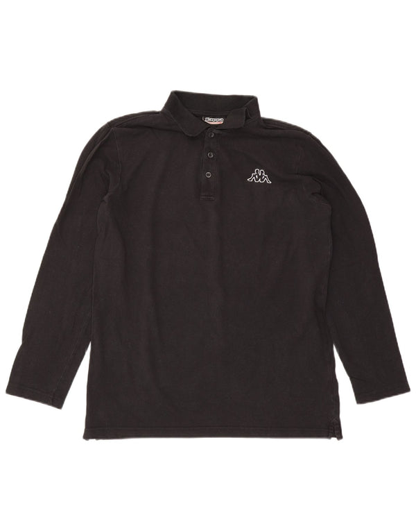 Kappa Mens Long Sleeve Polo Shirt Medium Black Cotton