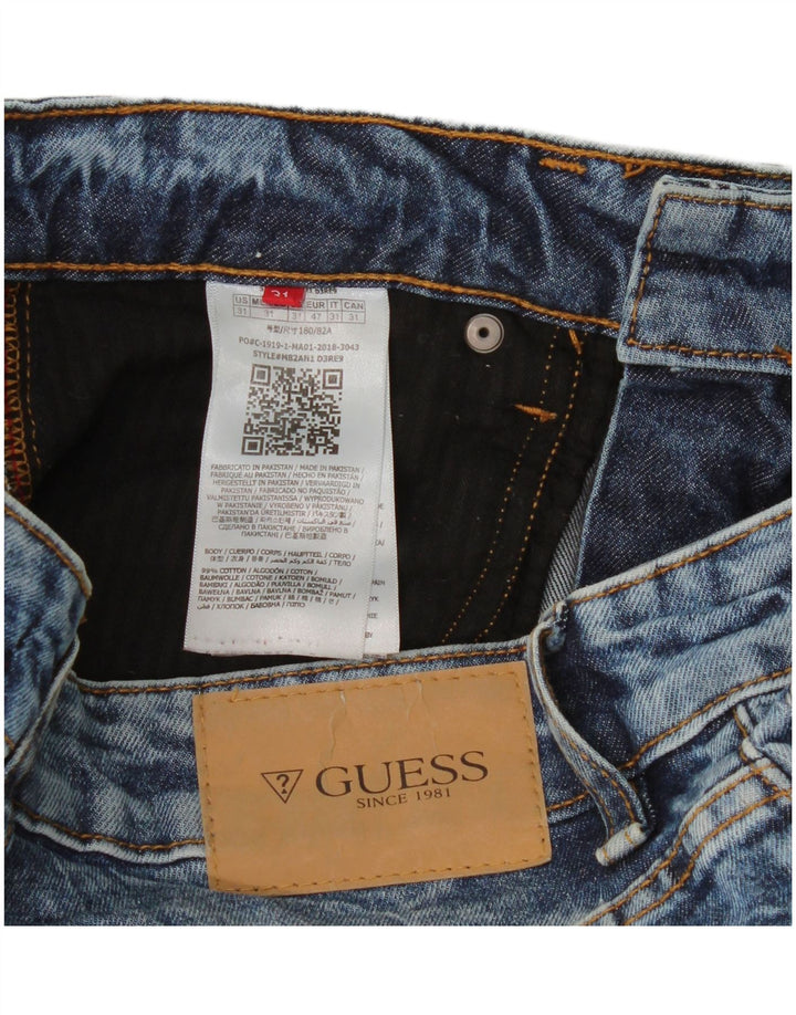 Guess Mens Distressed Slim Jeans W31 L31 Blue Cotton