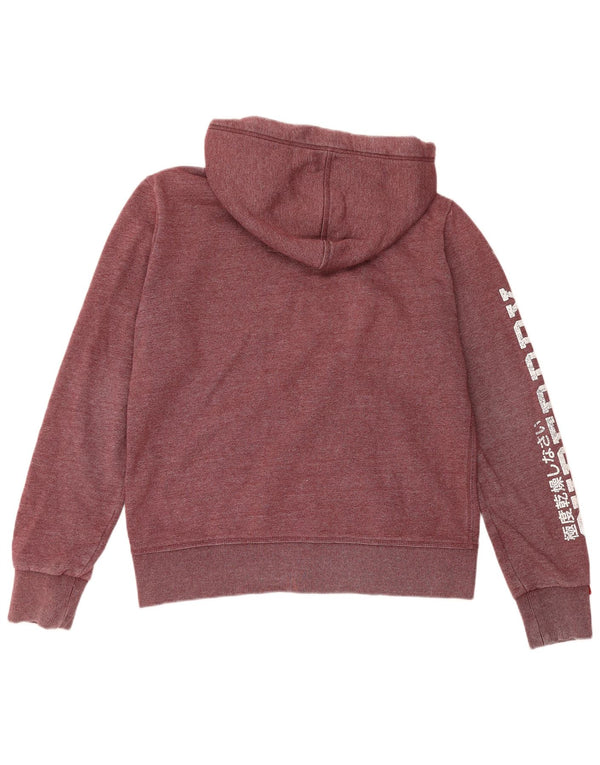 Superdry Pull à capuche graphique zippé XL en coton bordeaux pour homme