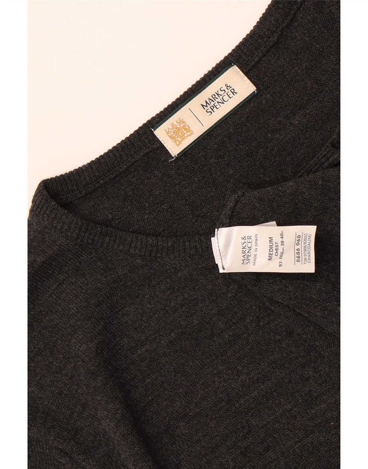 Maglione maglione girocollo da uomo Marks & Spencer grigio medio in acrilico