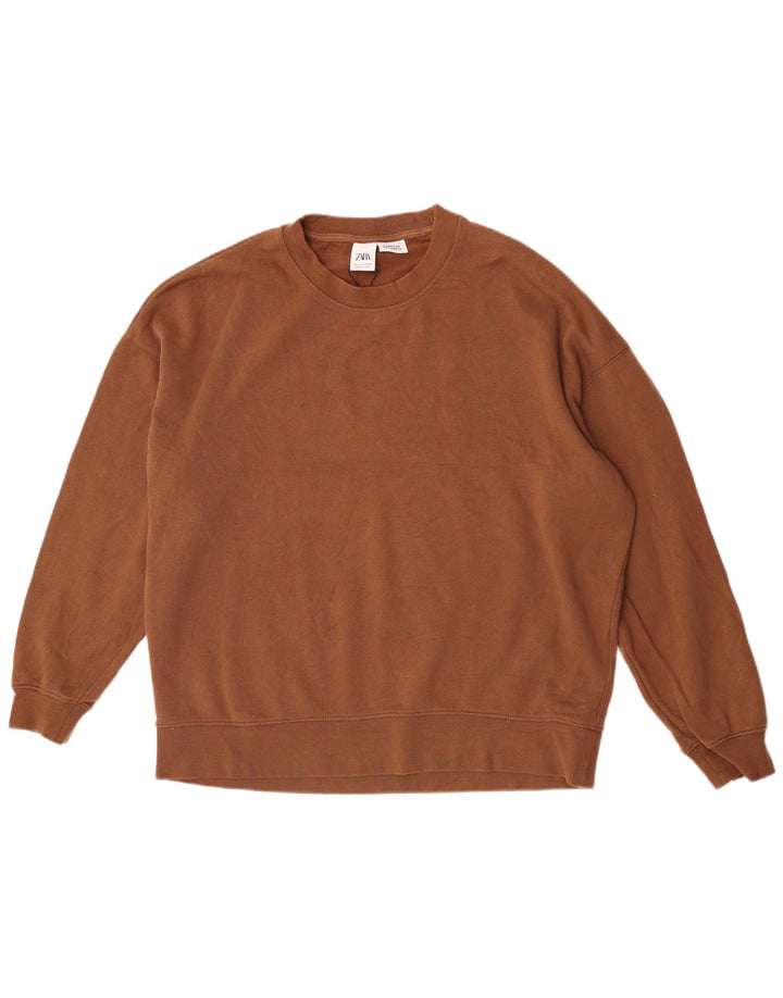 Zara Mens Oversized Sweatshirt Jumper Large Brown Cotton