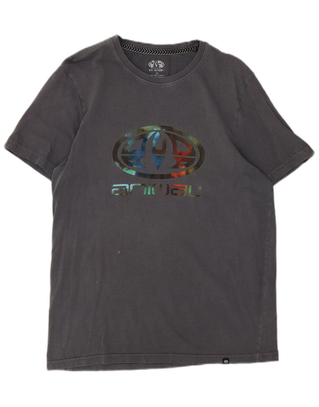 Animal Mens Graphic T-Shirt Top Medium Grey Cotton