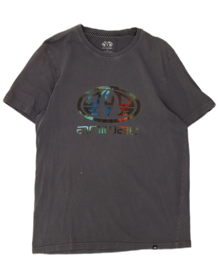 Animal Mens Graphic T-Shirt Top Medium Grey Cotton