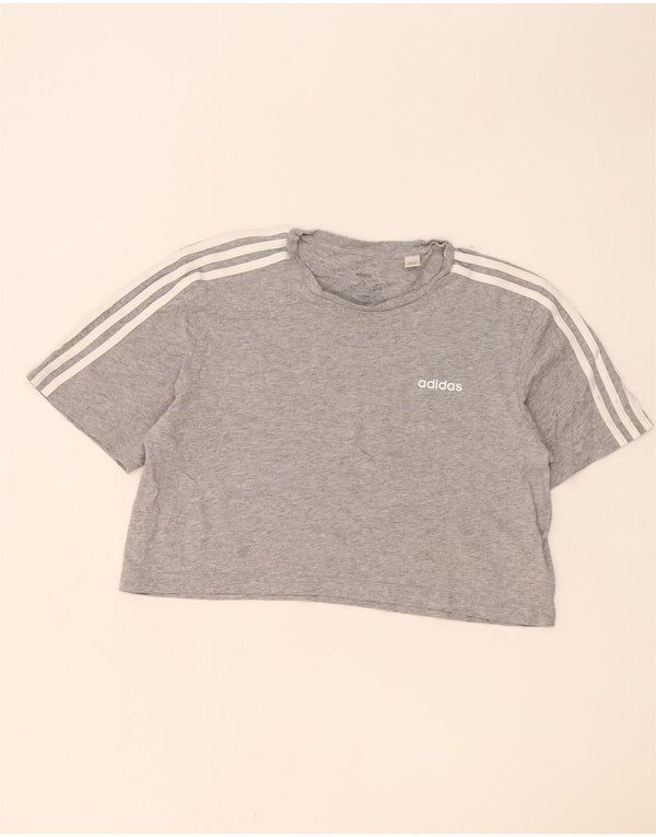 Adidas Womens Crop Oversized T-Shirt Top UK 8/10 Small Grey Cotton