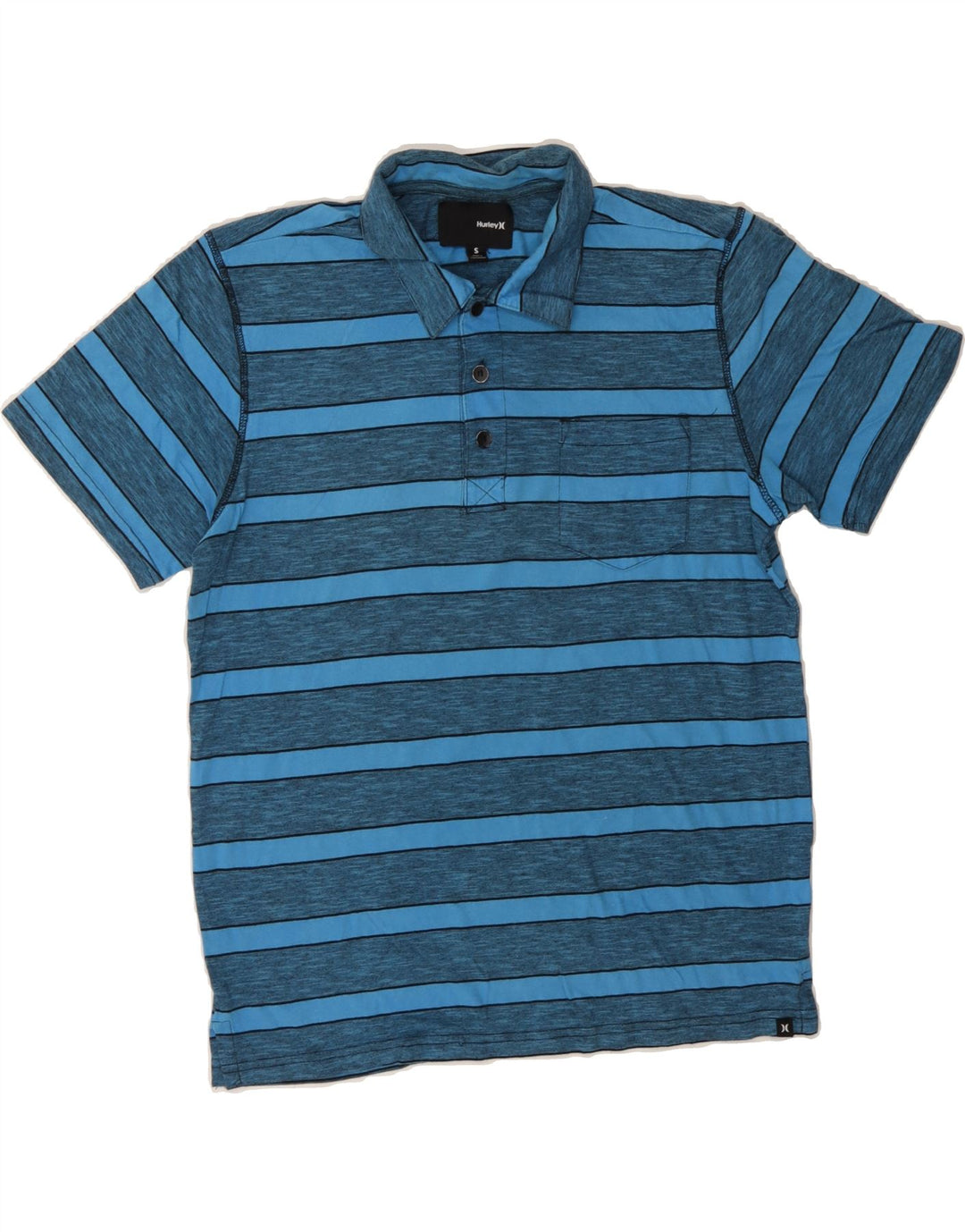 HURLEY Mens Polo Shirt Small Blue Striped Cotton Vintage Hurley and Second-Hand Hurley from Messina Hembry 