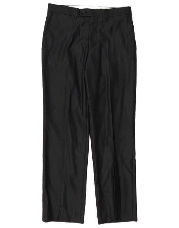 Zara Mens Straight Suit Calças EU 38 Pequeno W30 L30 Poliéster Preto