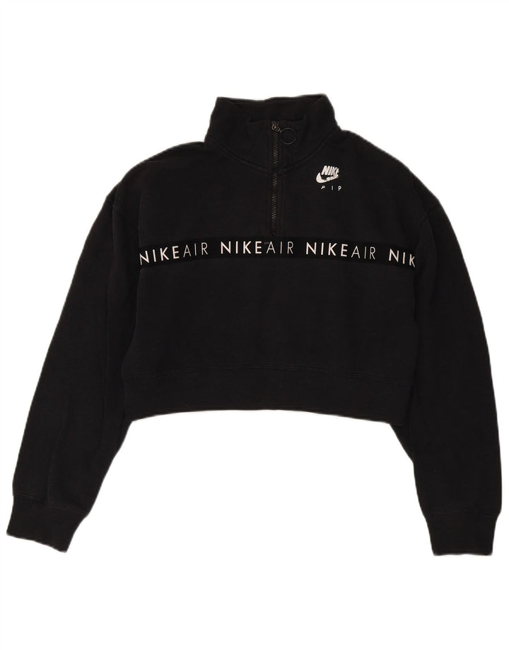Nike Womens Oversized Graphic Crop Sweatshirt Jumper UK 10 Small Black