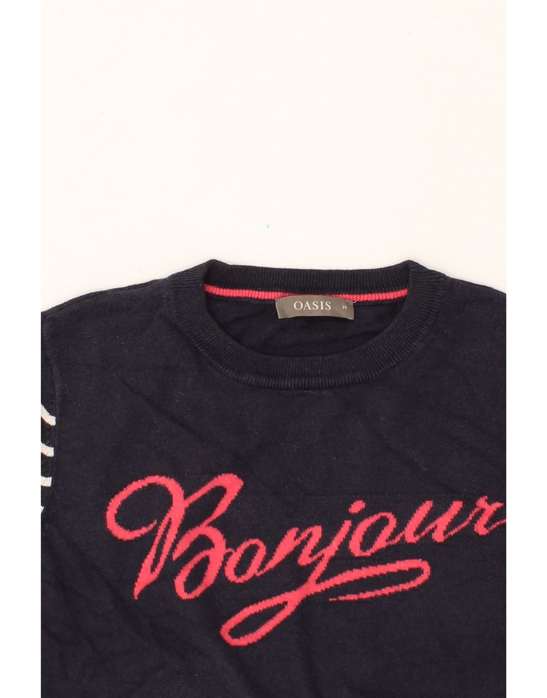 OASIS Womens Graphic Crew Neck Jumper Sweater UK 14 Medium Navy Blue Vintage Oasis and Second-Hand Oasis from Messina Hembry 