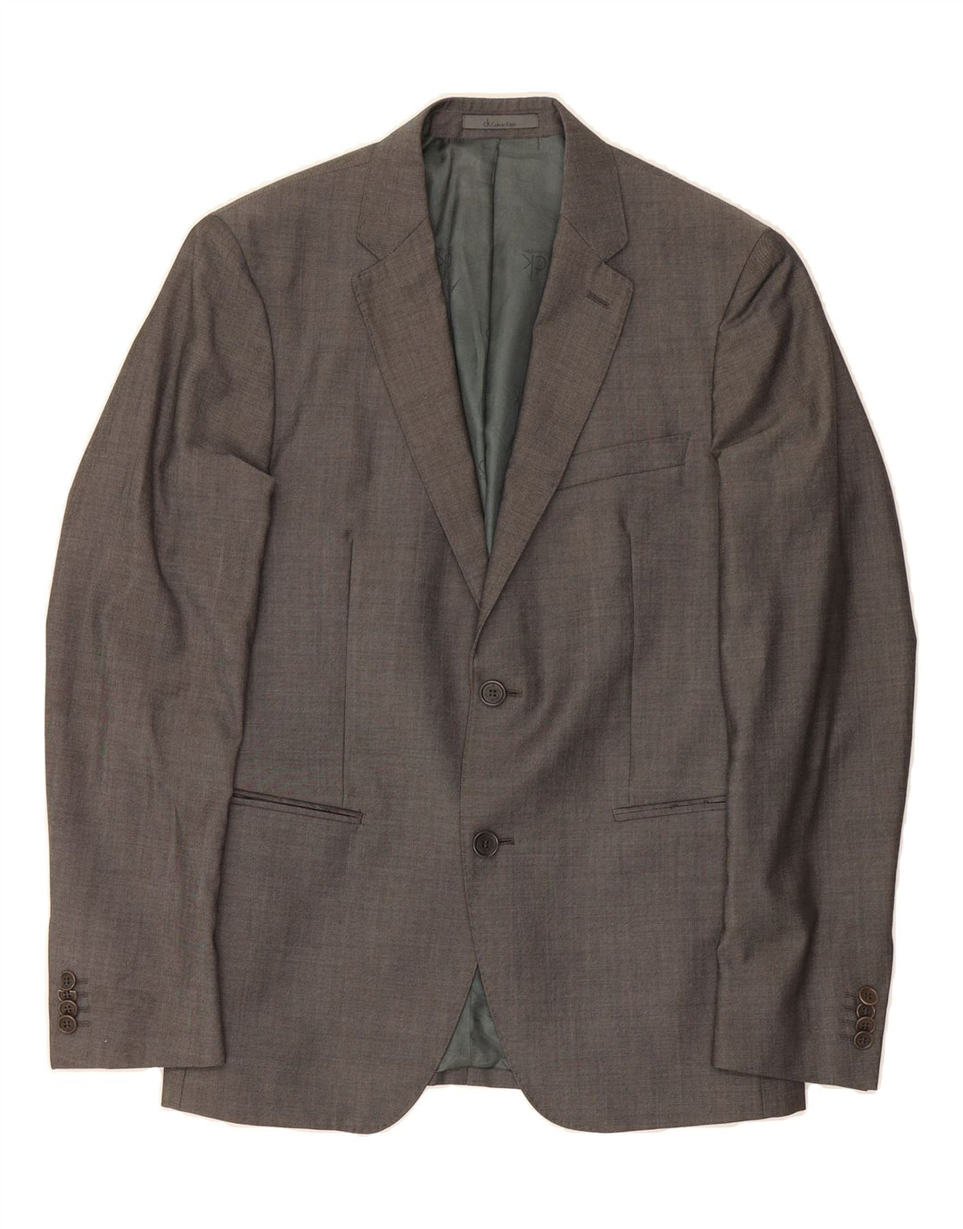 CALVIN KLEIN Mens 2 Button Blazer Jacket IT 48 Medium Grey Polyester Vintage Calvin Klein and Second-Hand Calvin Klein from Messina Hembry 