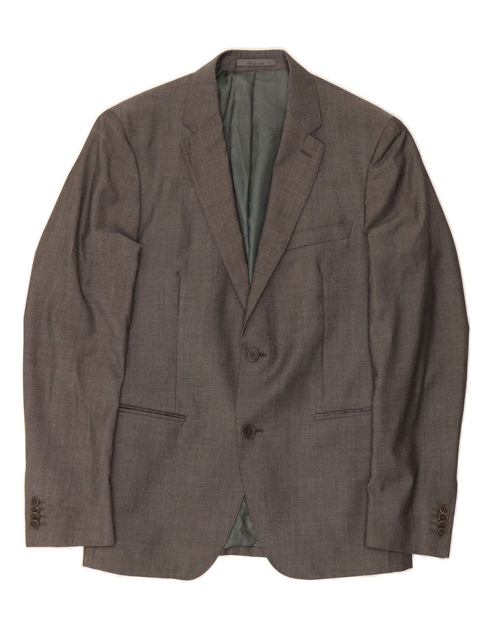 CALVIN KLEIN Mens 2 Button Blazer Jacket IT 48 Medium Grey Polyester Vintage Calvin Klein and Second-Hand Calvin Klein from Messina Hembry 