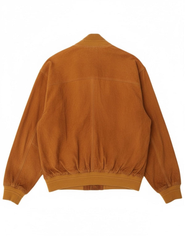 Vintage Mens Suede Bomber Jacket IT 50 Large Beige Leather