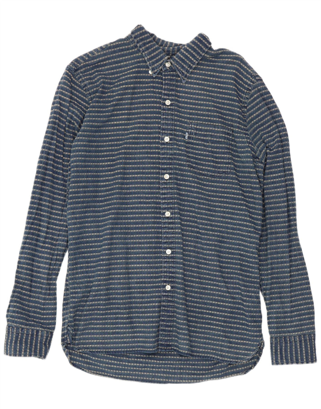 Camisa masculina Levi's média azul marinho listrada de algodão