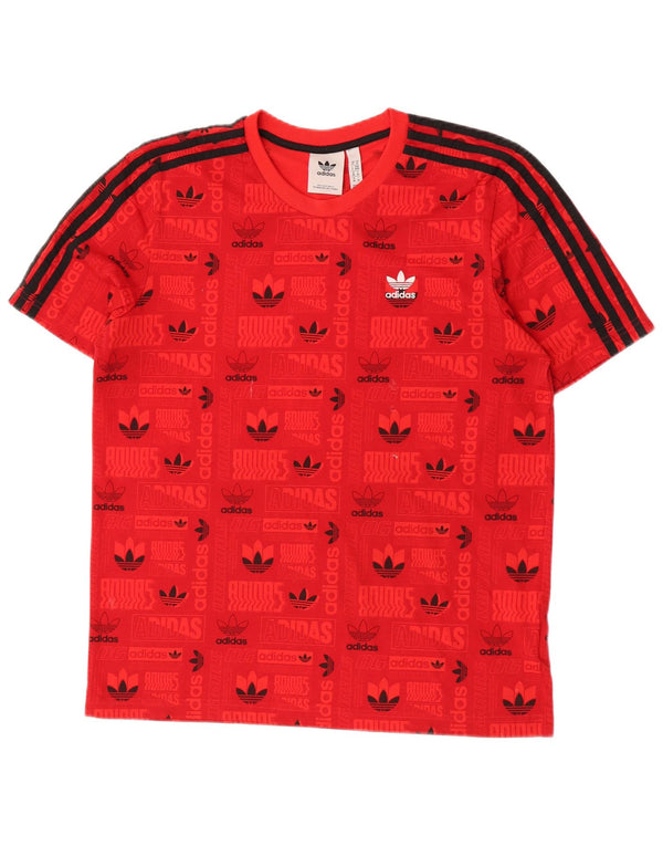 T-shirt grafica regolare da uomo Adidas Top in poliestere rosso medio