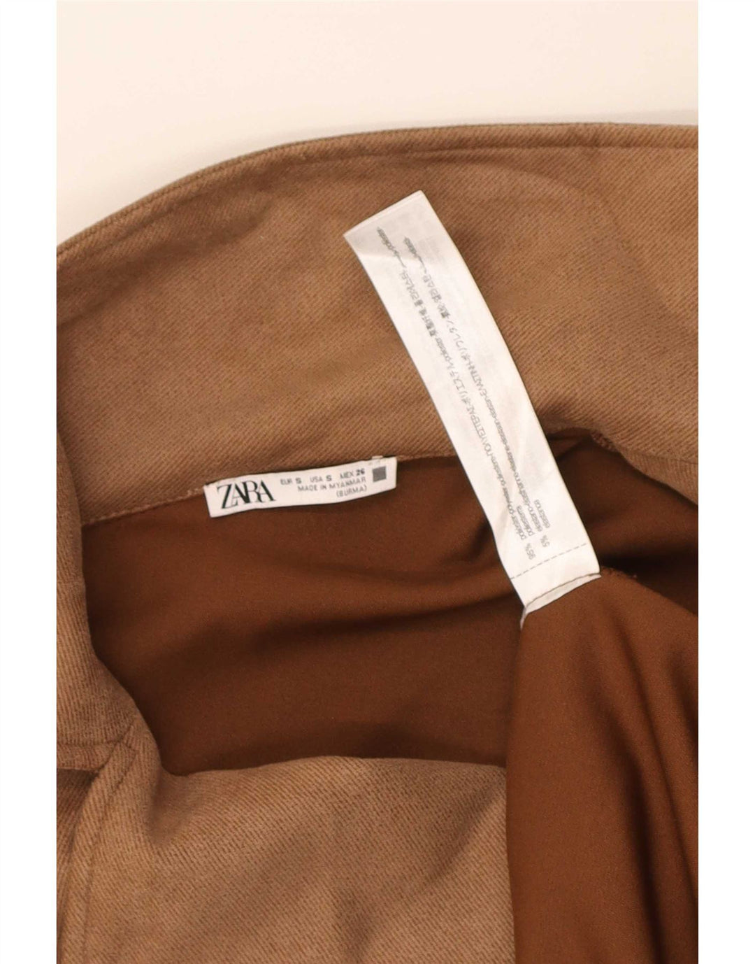 Zara Womens Overcoat UK 10 Small Brown Polyester