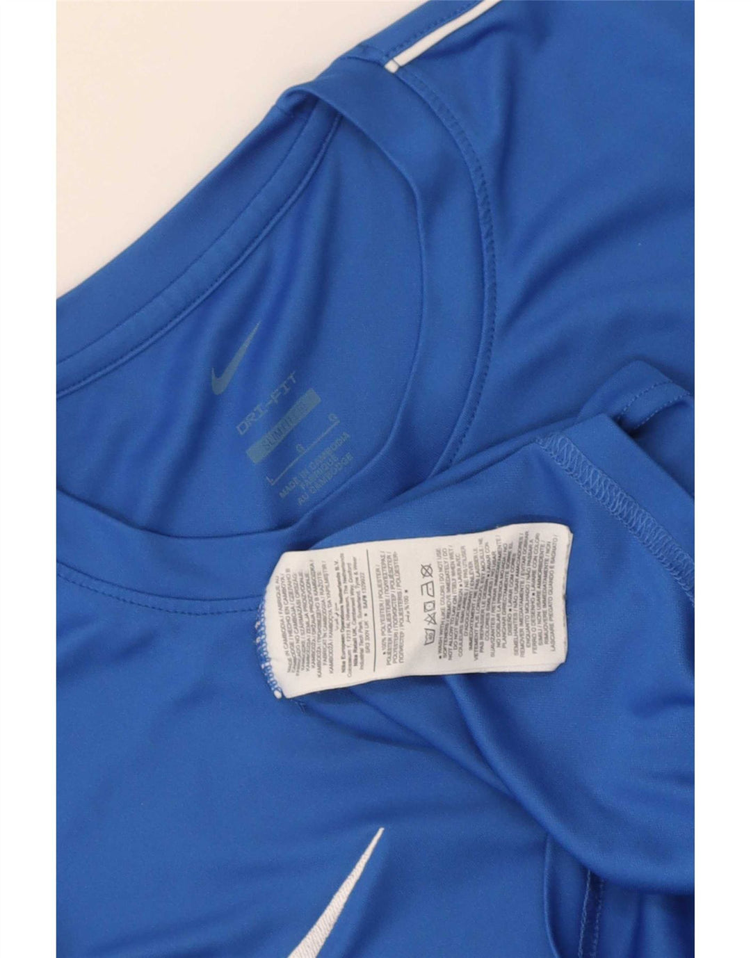Nike Mens Dri Fit Slim Fit T-Shirt Top Large Blue Polyester