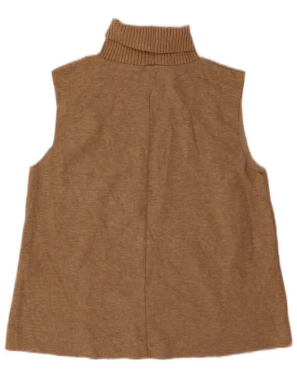 Zara Damen Rollkragen-Tanktop UK 14 Medium Beige Polyester