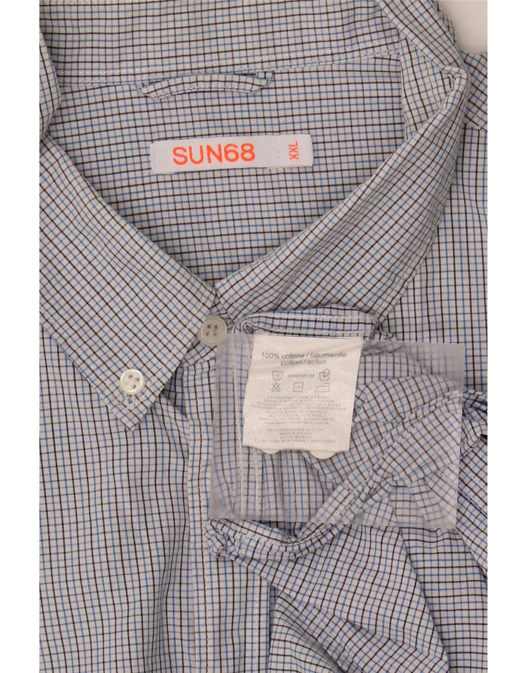 SUN68 Mens Shirt 2XL Blue Check Cotton Vintage Sun68 and Second-Hand Sun68 from Messina Hembry 