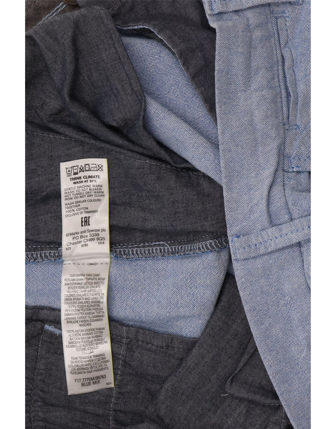Marks & Spencer Mens Chino Shorts W34 Large Blue Cotton