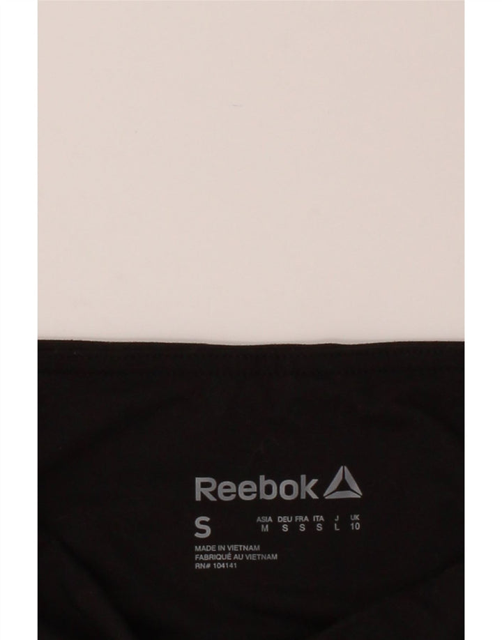 REEBOK Womens Capri Leggings UK 10 Small Black Striped Vintage Reebok and Second-Hand Reebok from Messina Hembry 