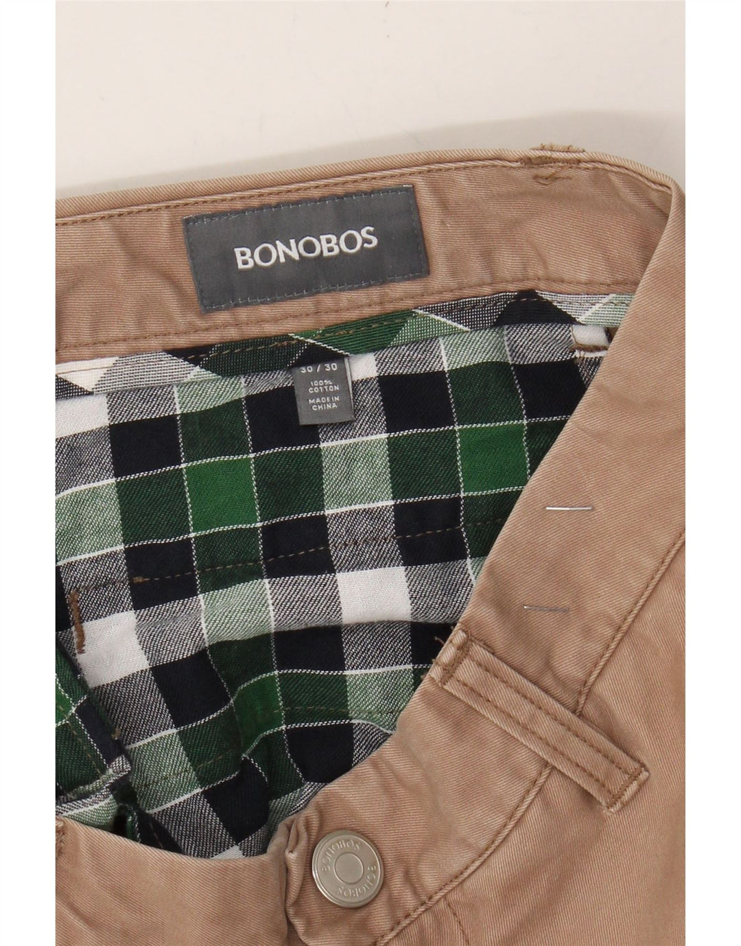 BONOBOS Mens Straight Chino Trousers W30 L27 Brown Cotton Vintage BONOBOS and Second-Hand BONOBOS from Messina Hembry 