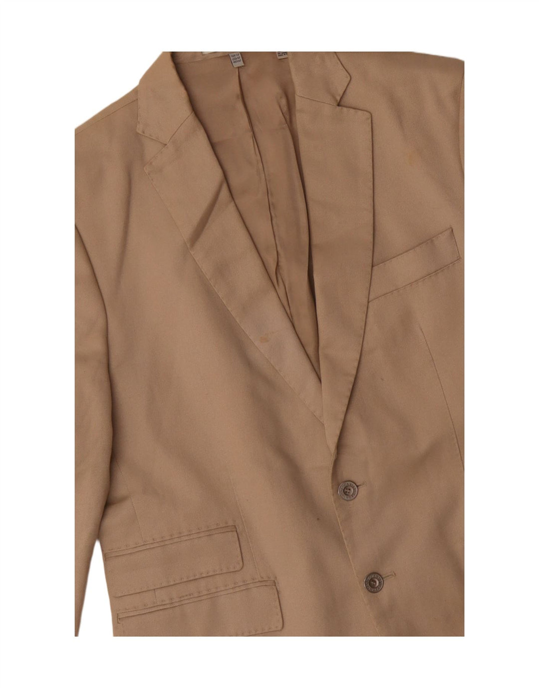 Zara Mens 2 Button Blazer Jacket EU 50 Medium Beige Cotton
