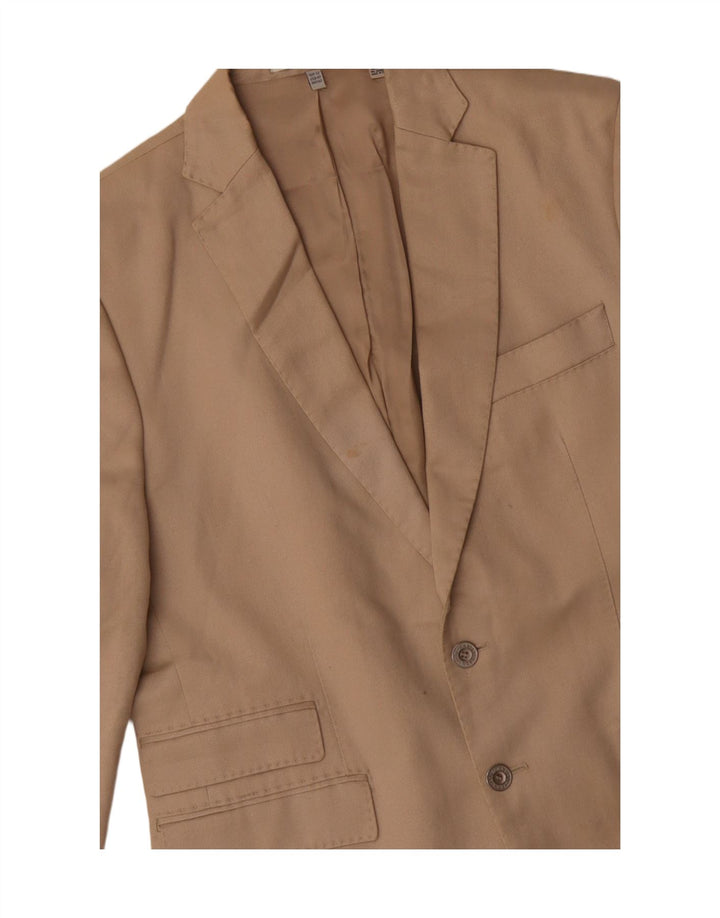 Zara Mens 2 Button Blazer Jacket EU 50 Medium Beige Cotton